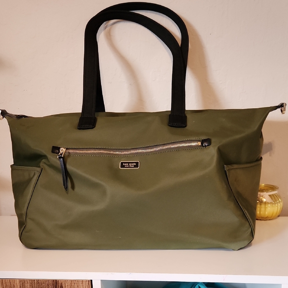Kate Spade Olive Tote with Black Straps